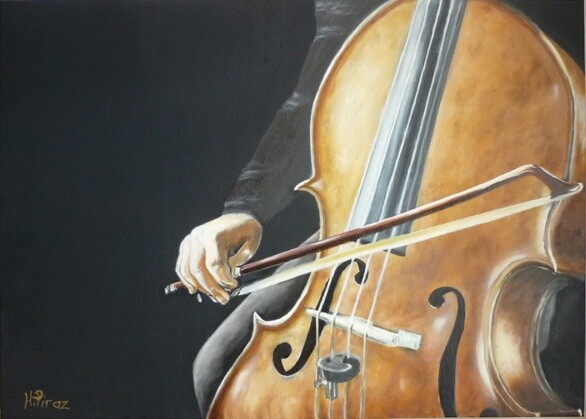 Cellist / Sanatçı : Hüsamettin Piraz / 50 x 70 Tuval üzerinde yağlı boya